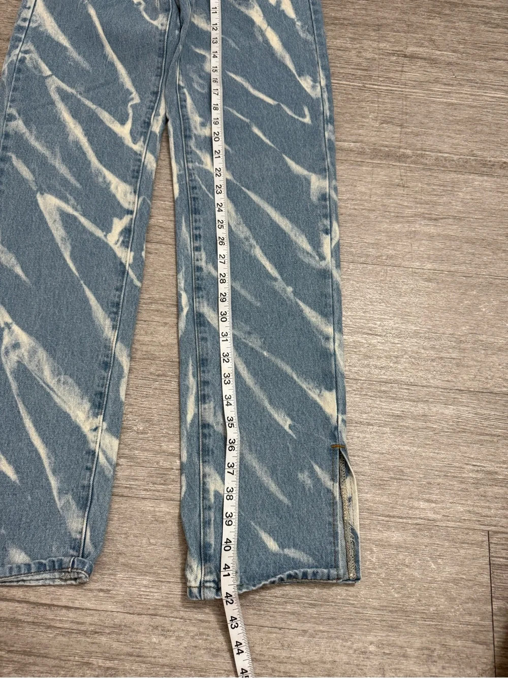 Lioness Bleach Wash Straight Leg Jeans Blue White Tie Dye High Rise Denim XXS
